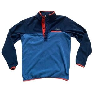 Columbia Fleece 1/4 Snap Button Pullover Jacket Blue Orange Men's Small